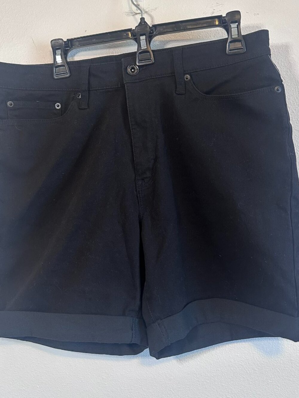 DKNY black denim shorts size 12